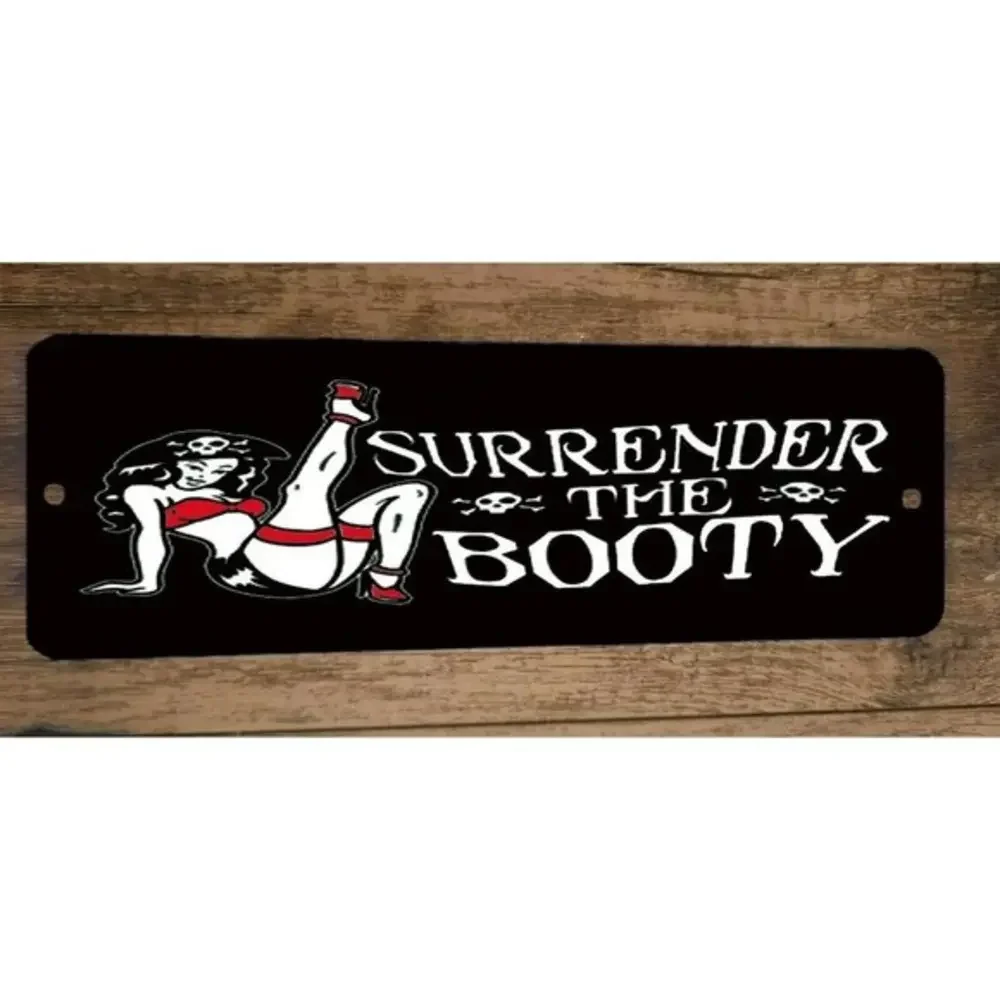 Surrender the Booty‎ Pirate Girl 4x12 Metal Wall Sign